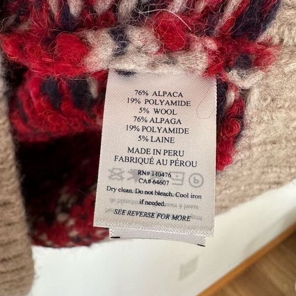 Faherty Women’s Frosted Fairisle Turtleneck Wool Alpace Blend Sweater Tan Purple - Picture 7 of 10